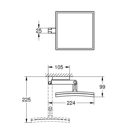 GROHE 40808000 - Kozmetické zrkadlo SELECTION CUBE 22,3 × 22,3 cm lesklý chróm
