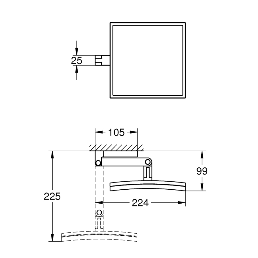 GROHE 40808000 - Kozmetické zrkadlo SELECTION CUBE 22,3 × 22,3 cm lesklý chróm