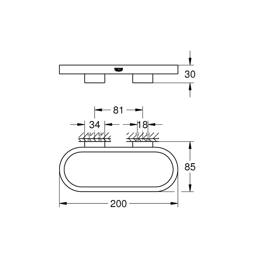 GROHE 41035000 - Držiak na uteráky SELECTION 200 mm lesklý chróm