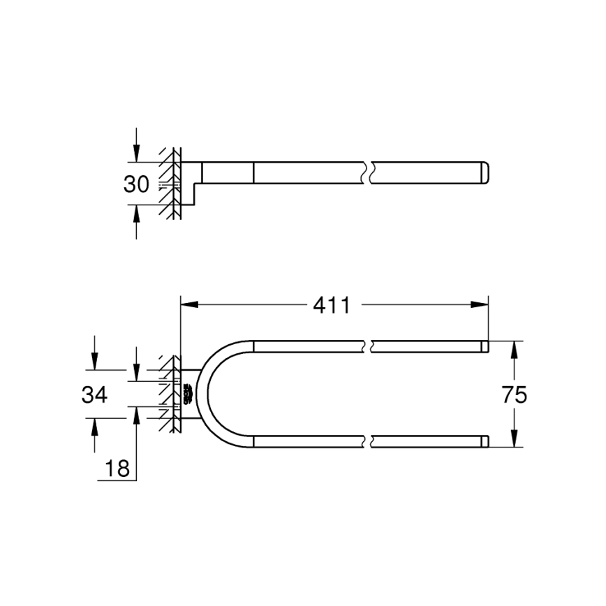 GROHE 41059000 - Dvojitý držiak na uteráky SELECTION 411 mm lesklý chróm