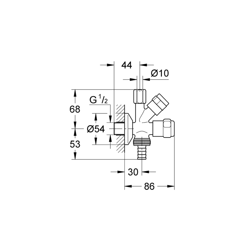 GROHE 41073000 - Kombi-rohový ventil WAS 12” × 38” lesklý chróm