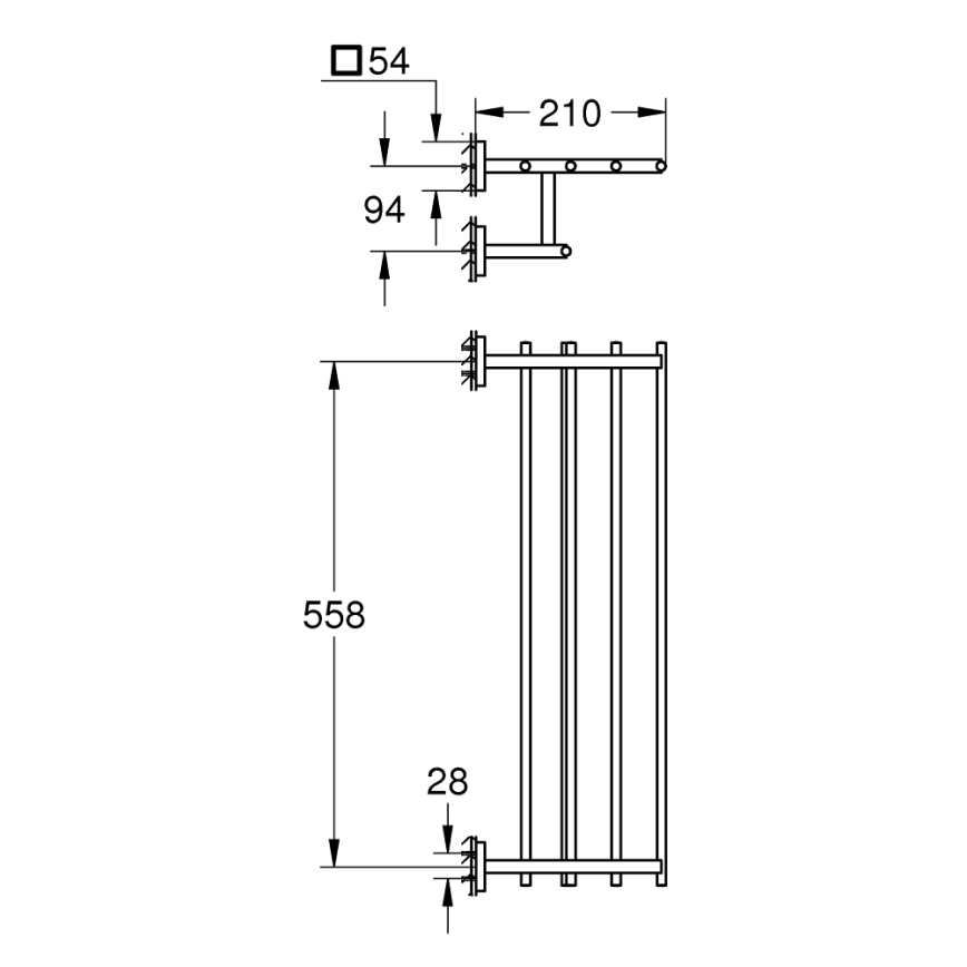 GROHE 41099000 - Multidržiak na uteráky START CUBE 600 mm lesklý chróm