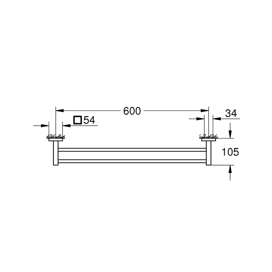 GROHE 411042430 - Dvojramenný držiak na uteráky START CUBE 654 mm čierny
