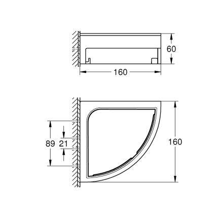GROHE 41106000 - Rohová sprchová polica START CUBE 16 cm lesklý chróm