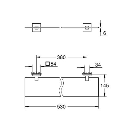 GROHE 41109000 - Sklenená polička START CUBE 530 mm lesklý chróm