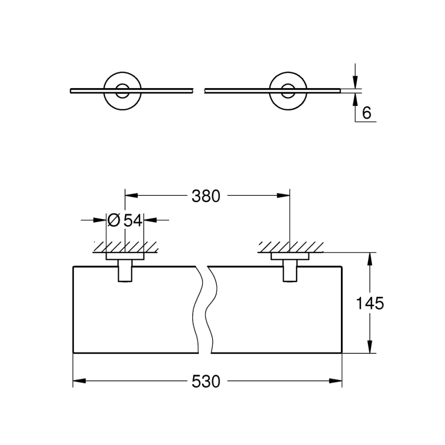 GROHE 41202000 - Sklenená polička START 530 mm, lesklý chróm