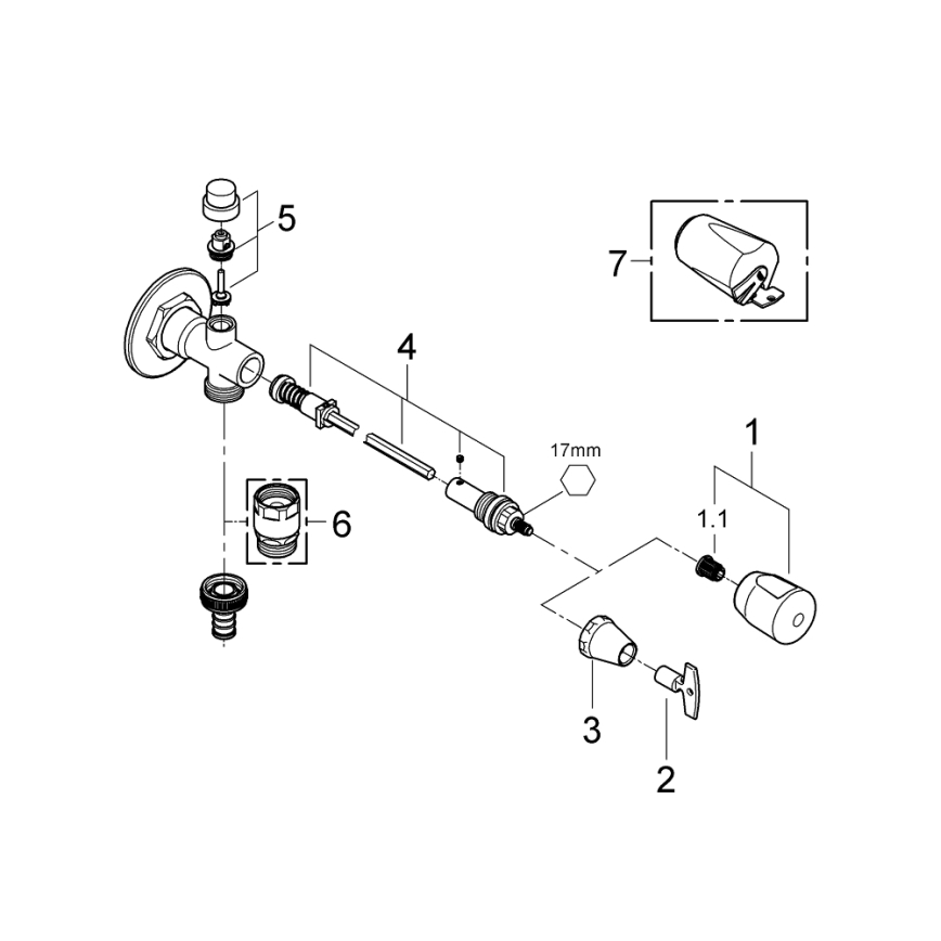 GROHE 41208000 - Vonkajší nástenný ventil EUROTEC DN 15 lesklý chróm