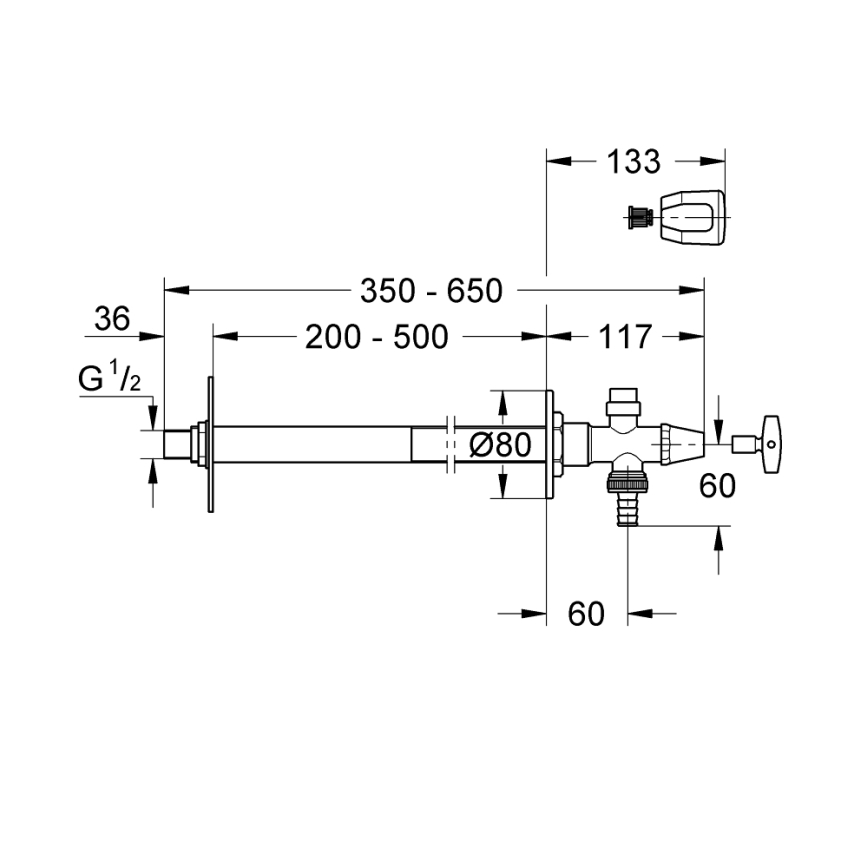 GROHE 41208000 - Vonkajší nástenný ventil EUROTEC DN 15 lesklý chróm