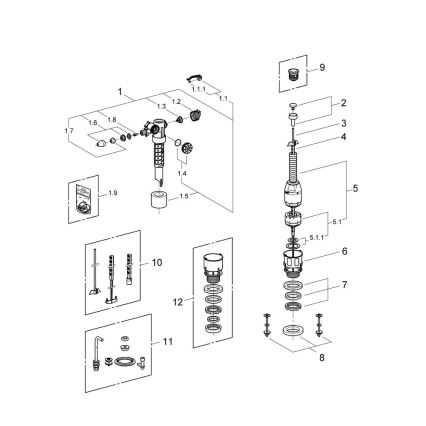 GROHE 43907PI0 - Výmenná sada pre keramické splachovacie nádržky, matný chróm