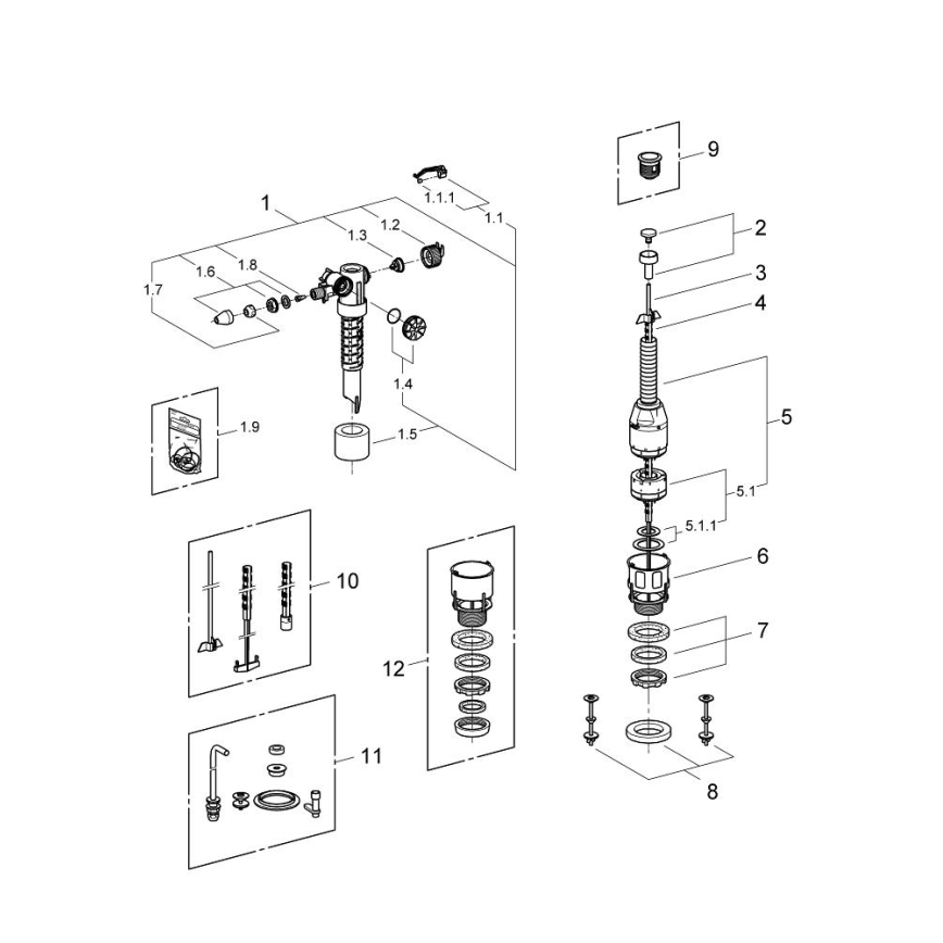GROHE 43907PI0 - Výmenná sada pre keramické splachovacie nádržky, matný chróm
