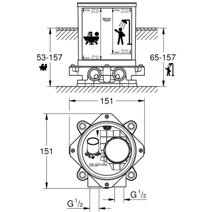 GROHE 45984001 - Podomietková súprava DN 15, mosadz