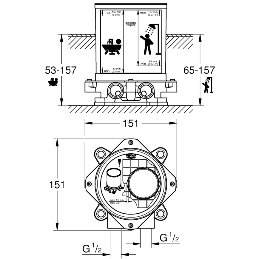 GROHE 45984001 - Podomietková súprava DN 15, mosadz