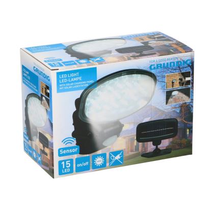 Grundig 25 - LED Solárne svietidlo so senzorom 15xLED/1xAAA