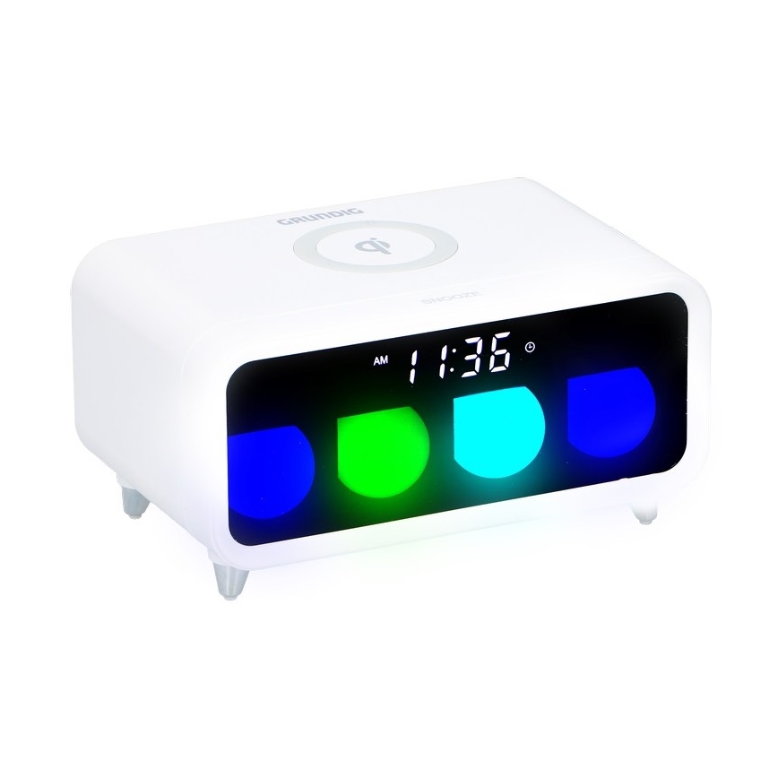 Grundig - LED Stmievateľná nočná lampa s budíkom a bezdrôtovým nabíjaním LED/5W/230V