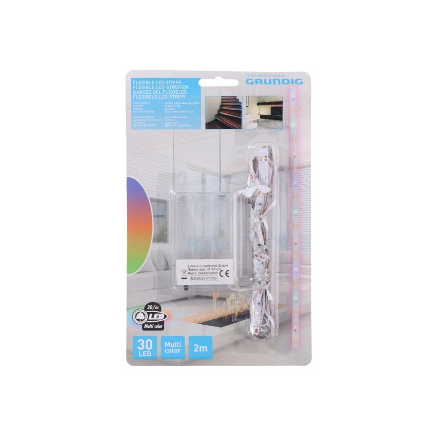 Grundig - LED Pásik 2m LED/3xAA multicolor