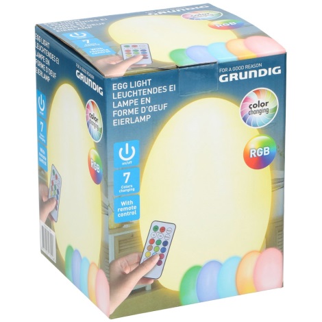 Grundig - LED RGB Dekoračné vajíčko s diaľkovým ovládaním na batérie 3xAAA