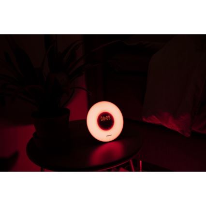 Grundig - LED RGB Stmievateľná nočná lampa s budíkom a FM rádiom LED/5W/5V