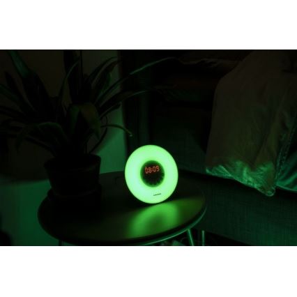 Grundig - LED RGB Stmievateľná nočná lampa s budíkom a FM rádiom LED/5W/5V