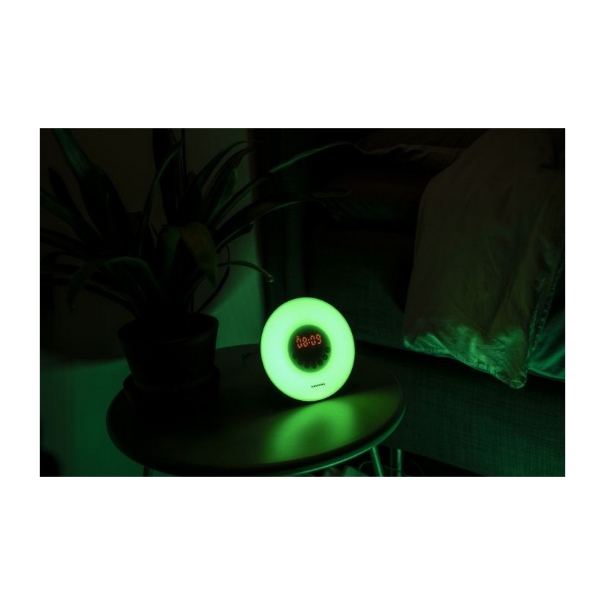 Grundig - LED RGB Stmievateľná nočná lampa s budíkom a FM rádiom LED/5W/5V