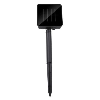 Solárny svietidlo je umiestnené na čiernom kolovom držiaku. Čierny štvorcový panel na vrchu obsahuje solárne články. Svietidlo je určené na zapichnutie do zeme.
