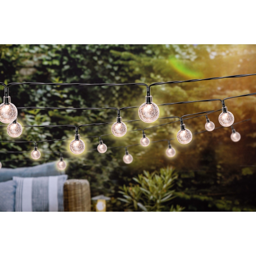 Grundig - LED Stmievateľná solárna reťaz 50xLED/8 funkcií 9,35m IP44 teplá biela + diaľkové ovládanie