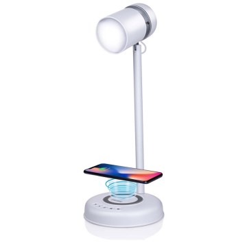 Grundig - LED stolná lampa 3 v 1 s bezdrôtovým nabíjaním a reproduktorom LED/15W/5V