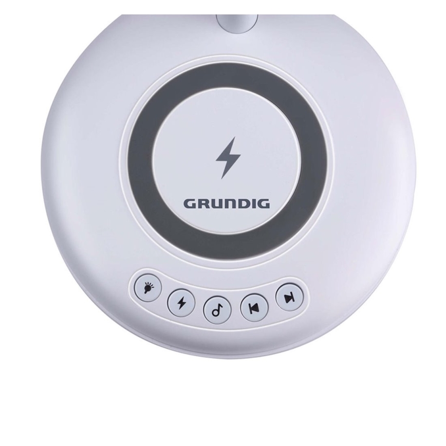 Grundig - LED stolná lampa 3 v 1 s bezdrôtovým nabíjaním a reproduktorom LED/15W/5V