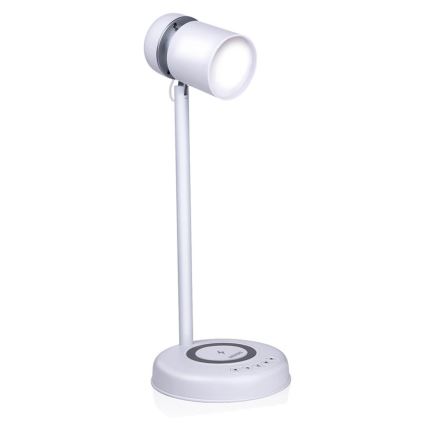 Grundig - LED stolná lampa 3 v 1 s bezdrôtovým nabíjaním a reproduktorom LED/15W/5V