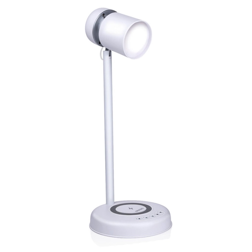 Grundig - LED stolná lampa 3 v 1 s bezdrôtovým nabíjaním a reproduktorom LED/15W/5V