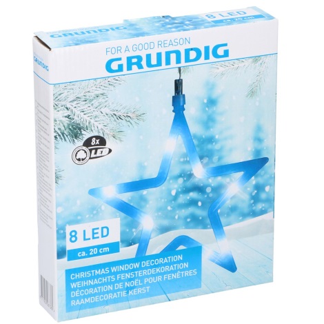Grundig - LED Vianočná dekorácia 8xLED/3xAAA hviezda