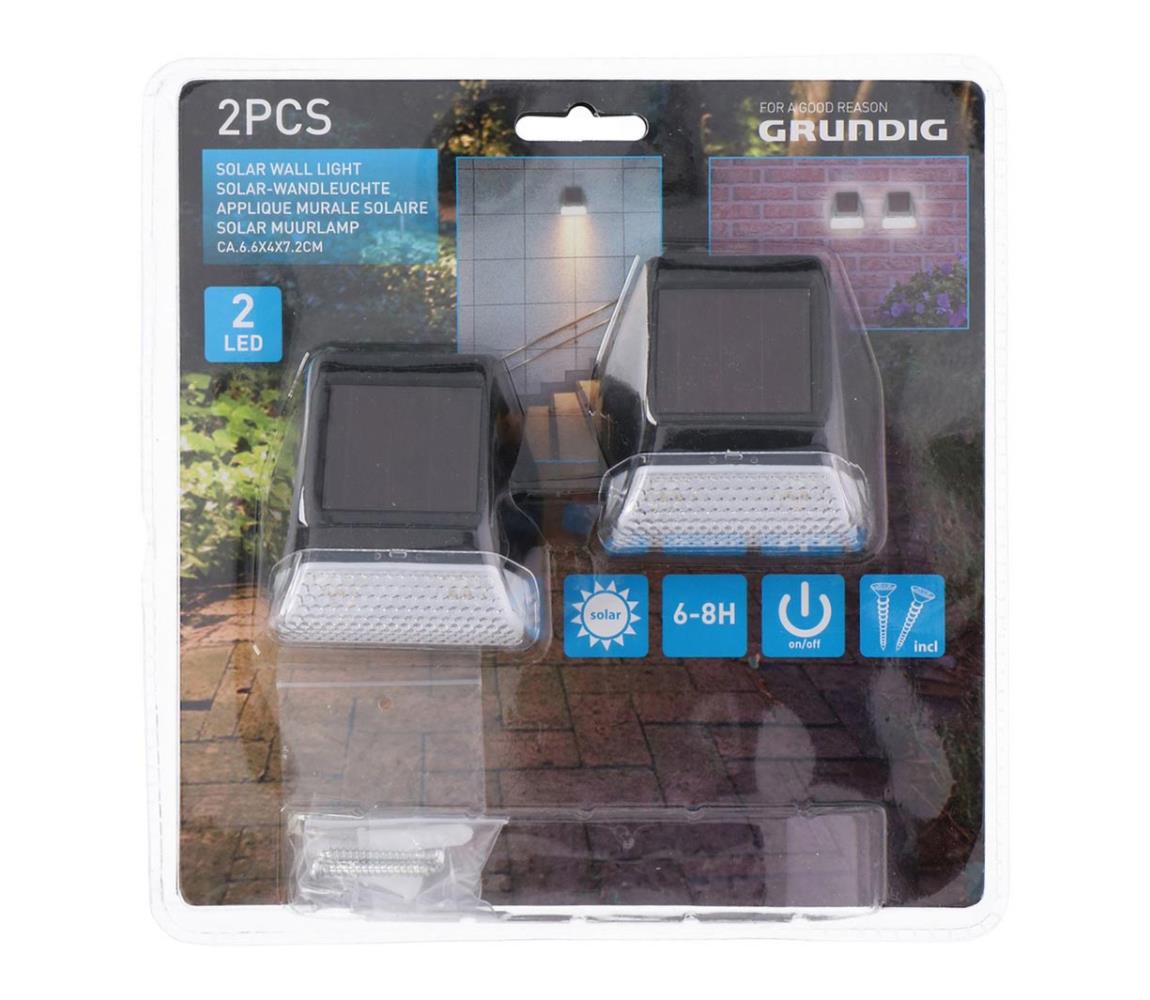 Grundig Grundig - SADA 2x LED Solárne nástenné svietidlo 2xLED/1xAA