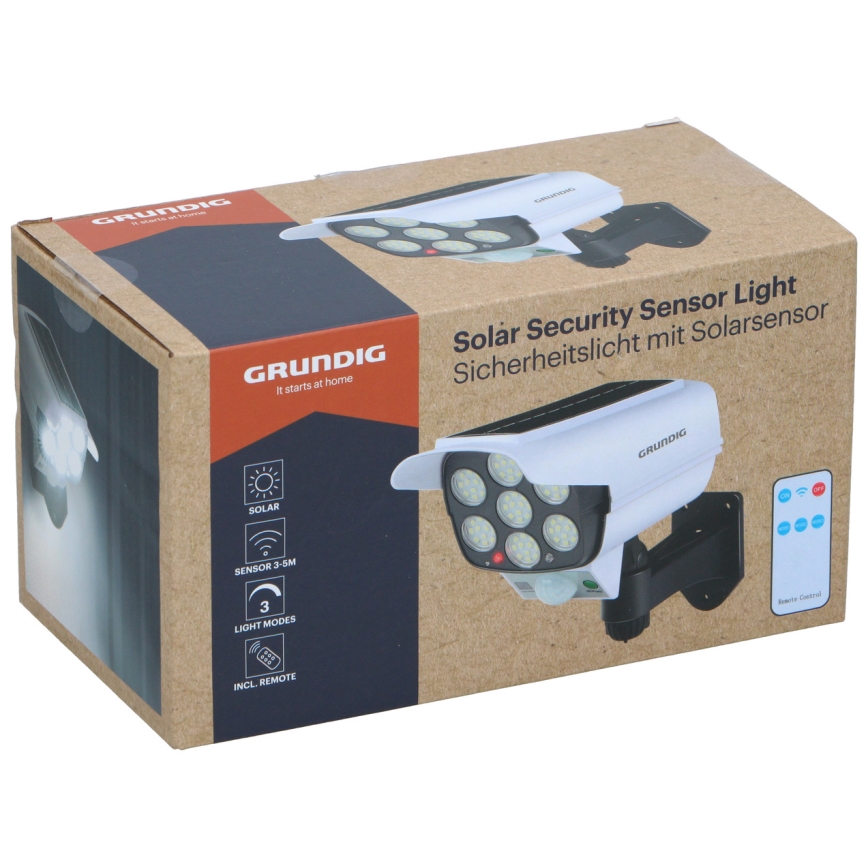 Grundig - LED solárna maketa bezpečnostnej kamery so senzorom LED/1,2V 800 mAh + diaľkové ovládanie