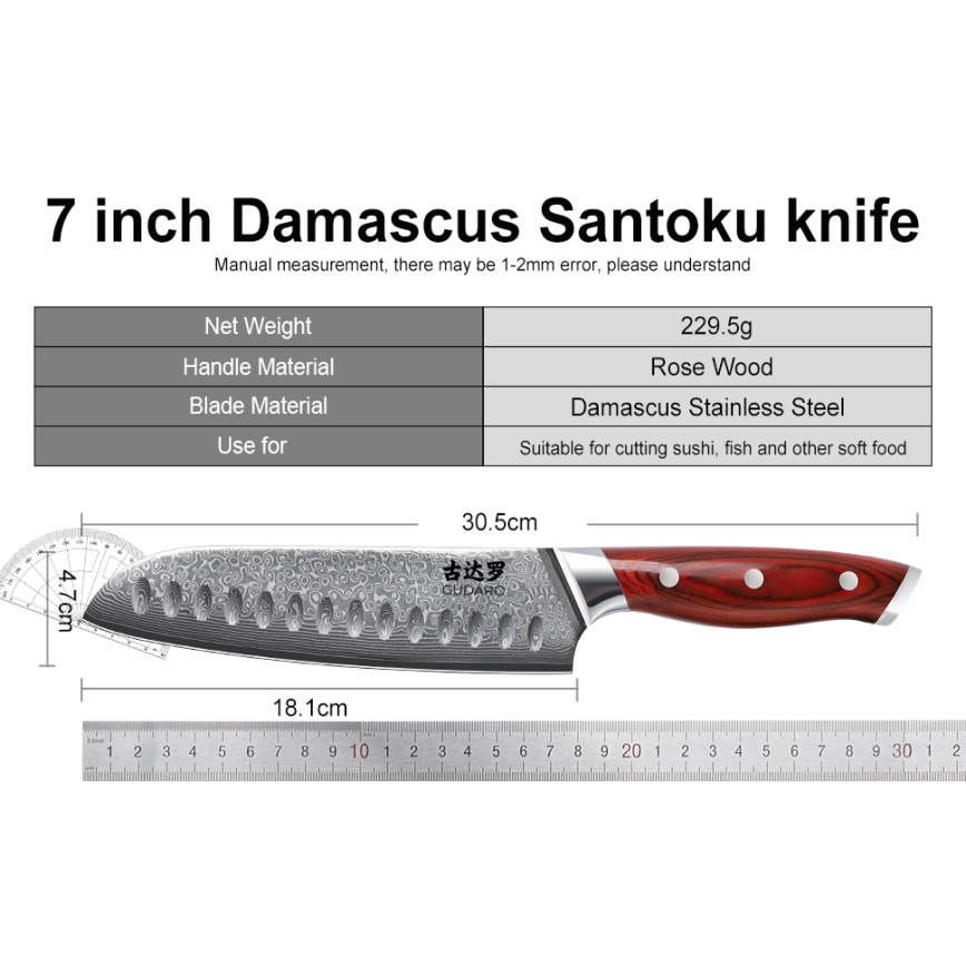 Gudaro - 7-dielna sada kuchynských nožov KENSHO v bloku z akácie