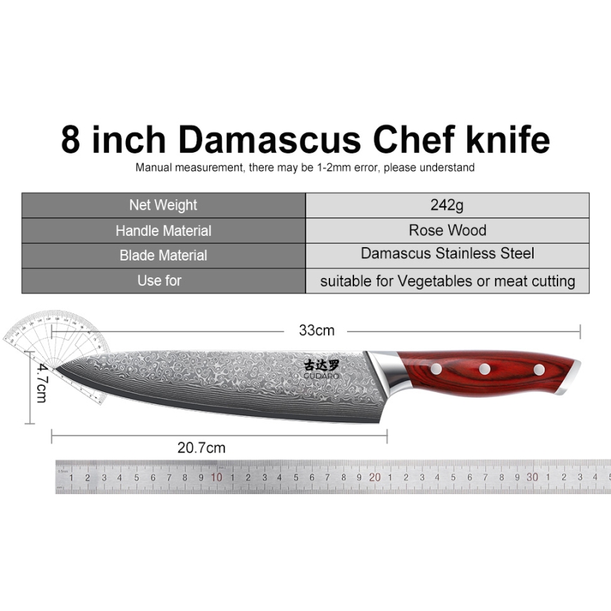 Gudaro - 7-dielna sada kuchynských nožov KENSHO v bloku z akácie