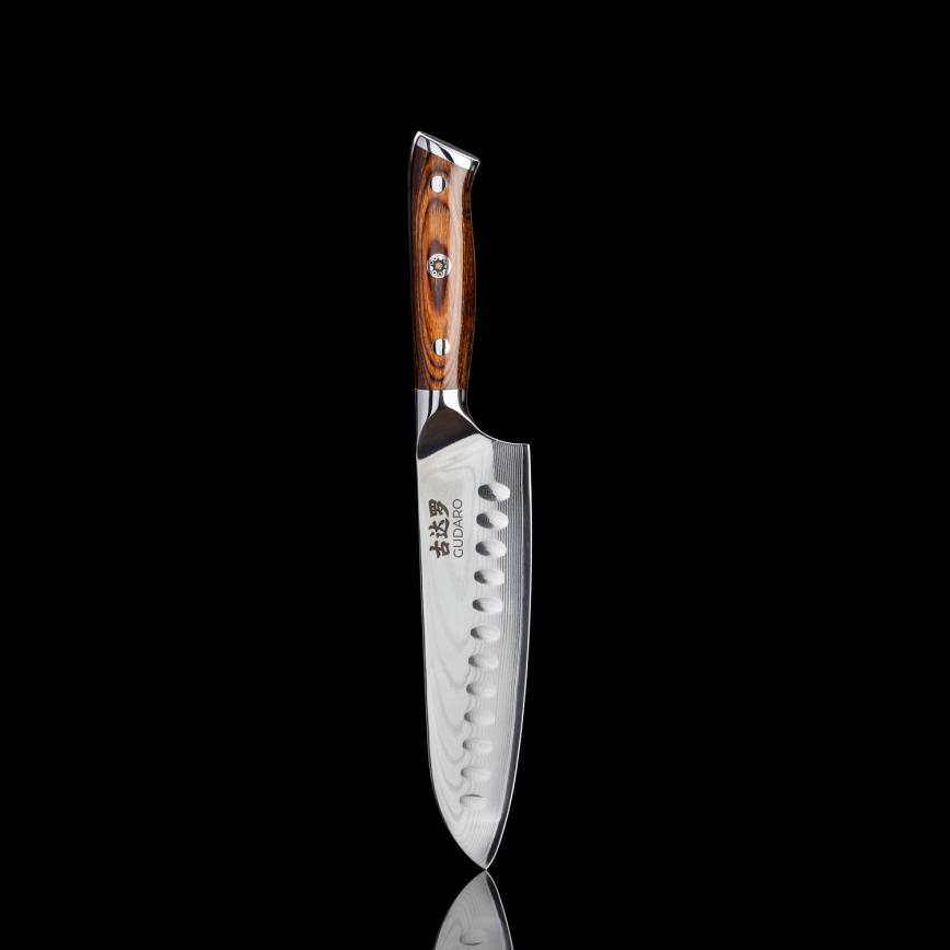 Gudaro - Damaškový Santoku kuchynský nôž FENG 7,5, 67 vrstiev ocele, dĺžka 18 cm