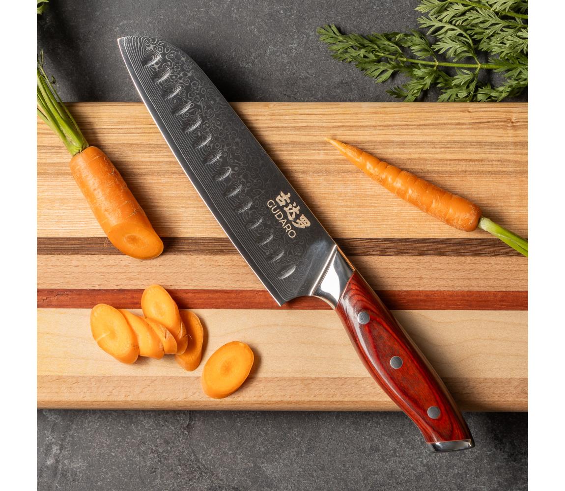Gudaro -Damaškový Santoku kuchynský nôž KENSHO 7",67 vrstiev ocele, dĺžka 17,5cm GD1002-E