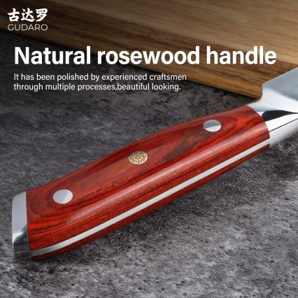 Gudaro - Damaskový Santoku kuchynský nôž MIYABI 7, 67 vrstiev ocele, dĺžka 17,5 cm