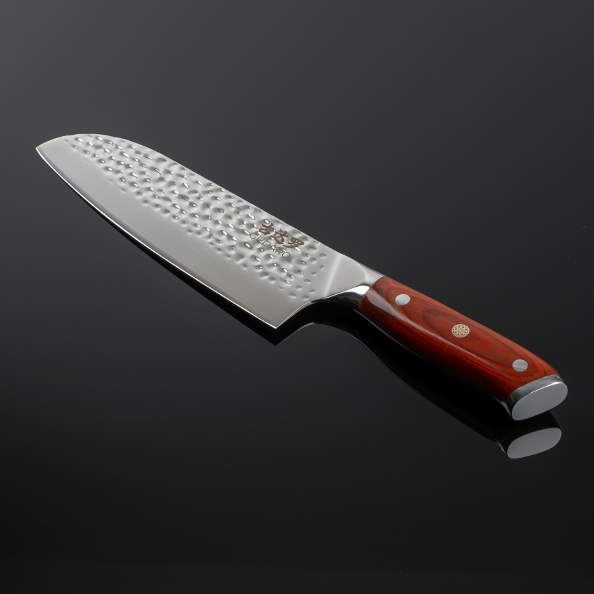 Gudaro - Damaskový Santoku kuchynský nôž MIYABI 7, 67 vrstiev ocele, dĺžka 17,5 cm