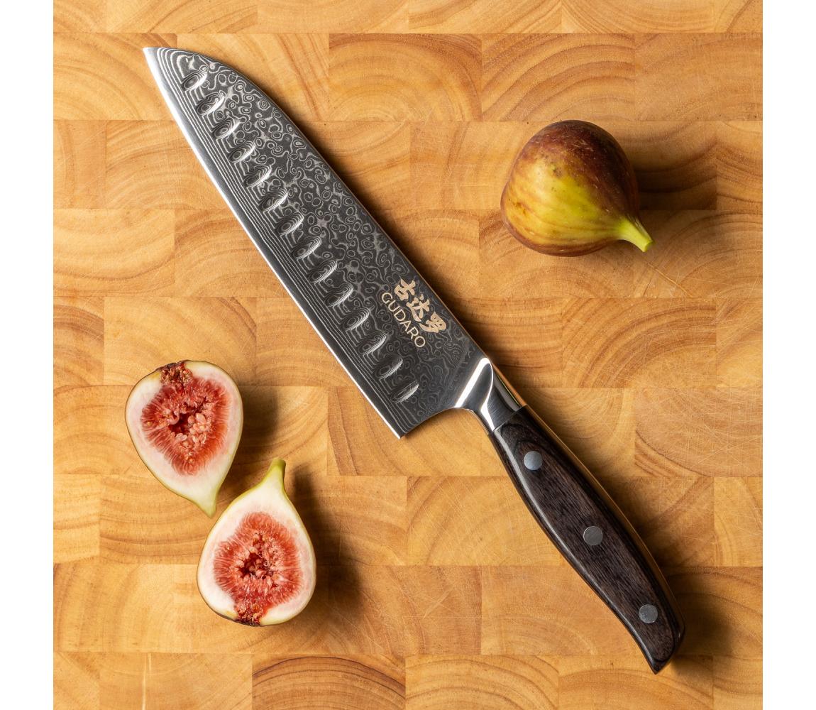 Gudaro - Damaškový Santoku kuchynský nôž SHIRO 7", 67 vrstiev ocele, dĺžka 17,5 cm GD1006-D