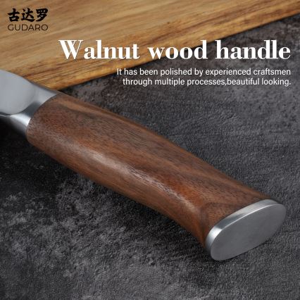 Gudaro - Damaškový šéfkuchársky nôž TAKUMI 8, 67 vrstiev ocele, dĺžka 20 cm, orech