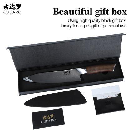 Gudaro - Damaškový šéfkuchársky nôž TAKUMI 8, 67 vrstiev ocele, dĺžka 20 cm, orech