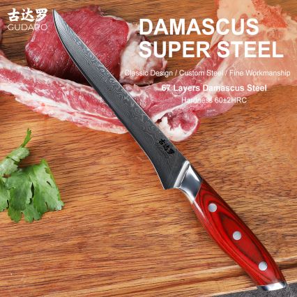 Gudaro - Damaškový vykosťovací nôž KENSHO 6, 67 vrstiev ocele, dĺžka 15 cm