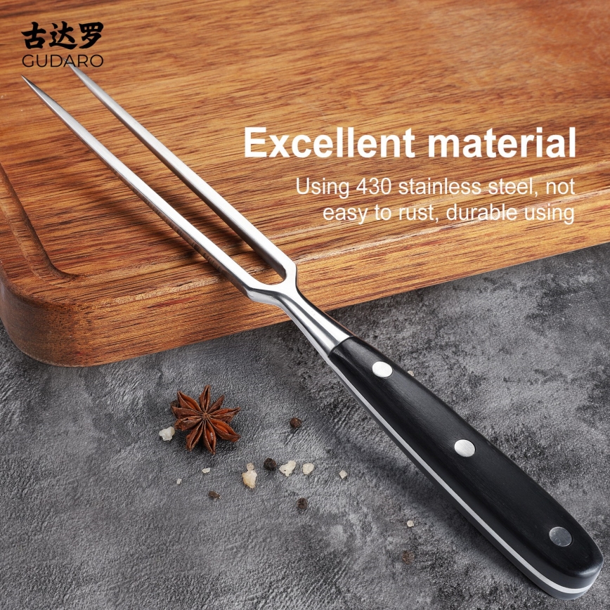 Gudaro - Kuchynská vidlička MIYABI čierna/pakka