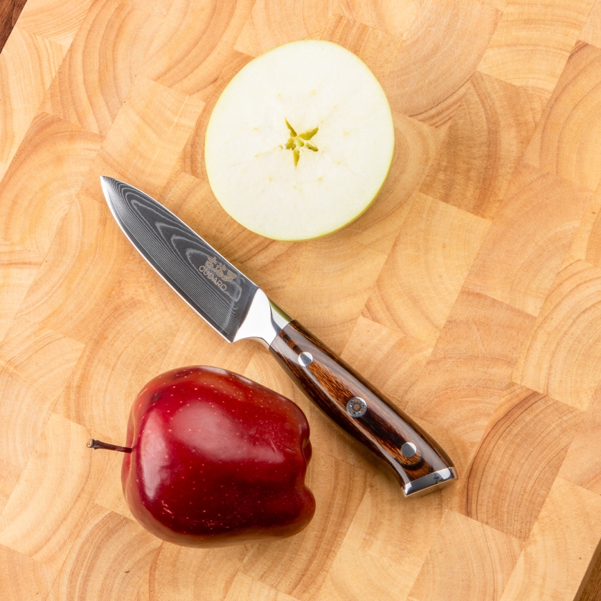 Gudaro - SADA 1x damaškový šéfkuchársky nôž FENG 8, 67 vrstiev ocele, dĺžka 20 cm + 1x damaškový Santoku kuchynský nôž FENG 7,5, 67 vrstiev ocele, dĺžka 18 cm + 1x ZADARMO damaškový kuchynský nôž FENG 3,5, 67 vrstiev ocele, dĺžka 9,5 cm