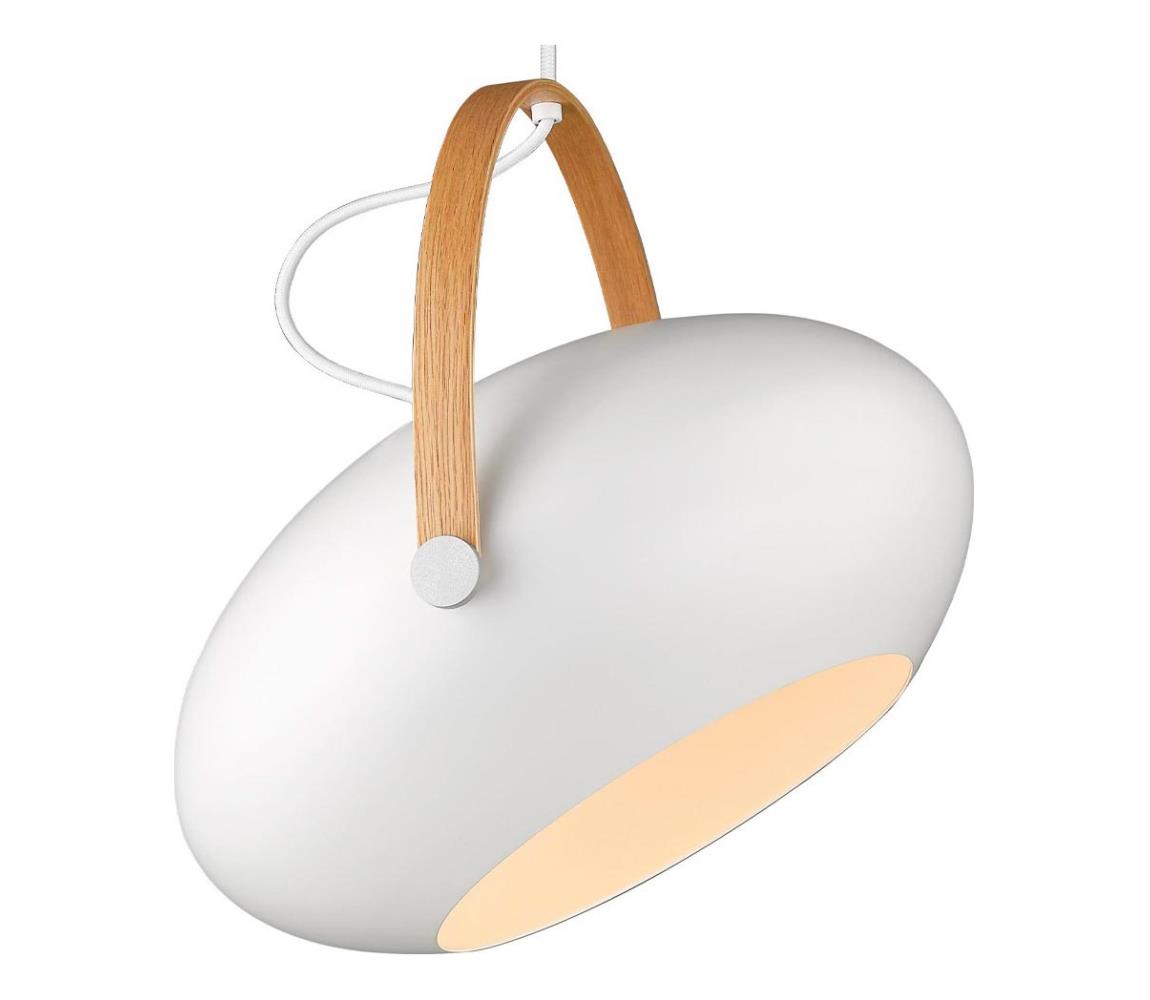 Halo Design 734375 - Závesný luster na lanku DC 1xE27/40W/230V Ø 40 cm biela/dub 734375