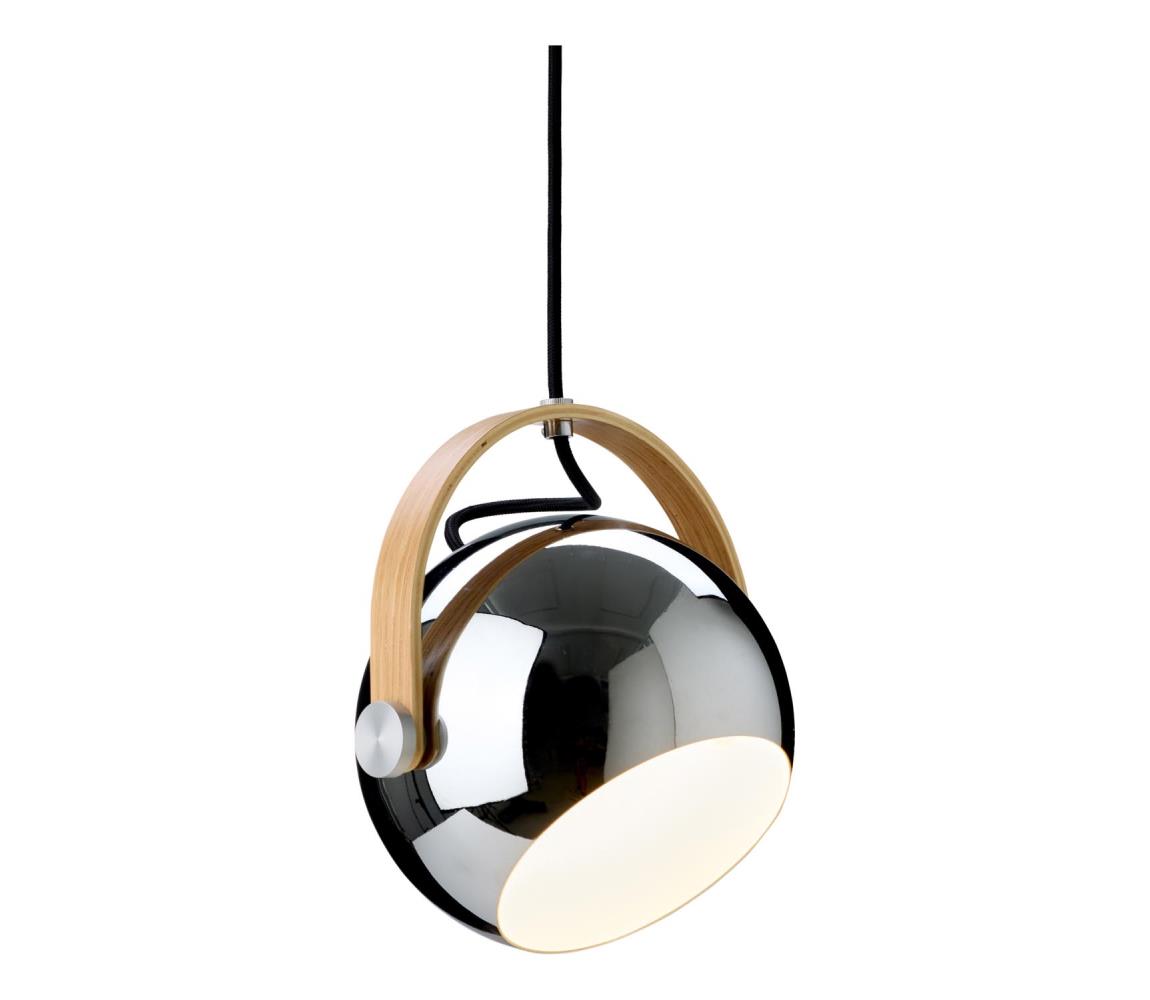 Halo Design 734443 - Závesný luster na lanku DC 1xE27/40W/230V priemer 18 cm lesklý chróm/dub 734443