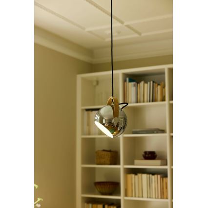 Halo Design 734443 - Závesný luster na lanku DC 1xE27/40W/230V priemer 18 cm lesklý chróm/dub