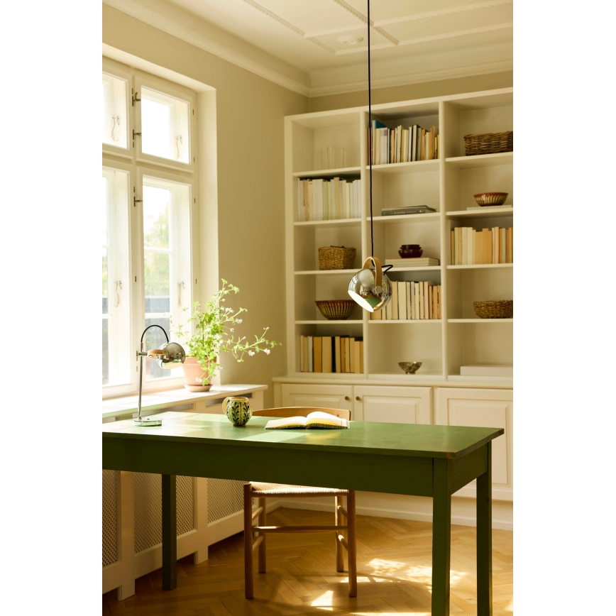 Halo Design 734443 - Závesný luster na lanku DC 1xE27/40W/230V priemer 18 cm lesklý chróm/dub
