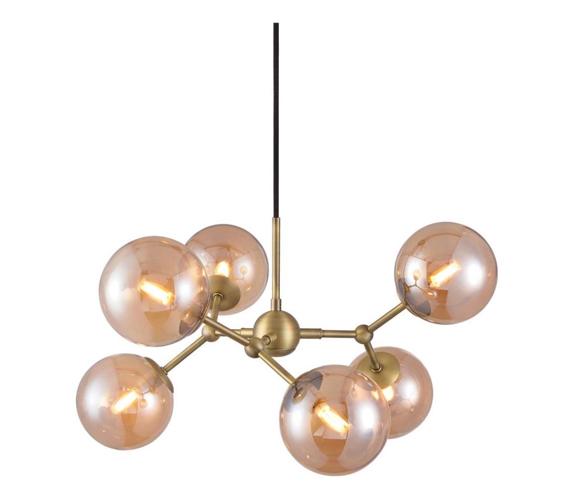 Halo Design 738830 - Závesný luster ATOM na lanku 6xG9/28W/230V pr. 57 cm mosadz/k. béžová 738830