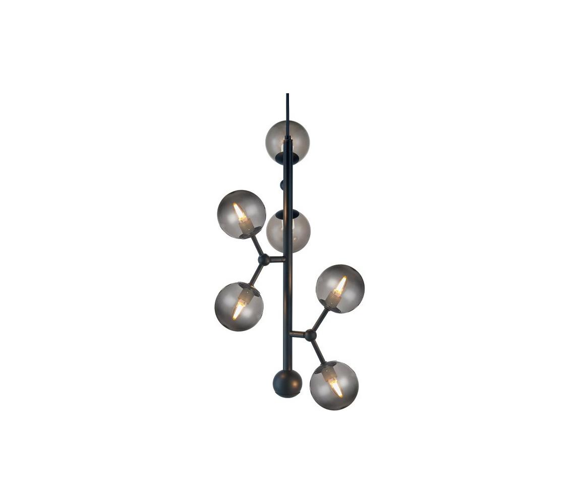Halo Design 738854 - Závesný luster na lanku ATOM 6xG9/28W/230V pr. 30 cm čierna/k. čierna 738854